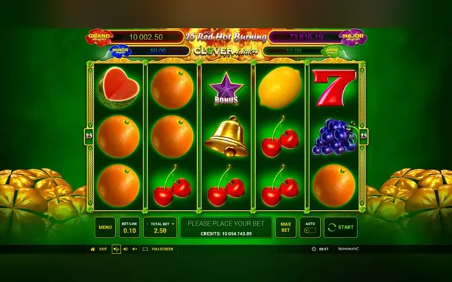 25 Red Hot Burning Clover Link slot by Novomatic (Greentube)
