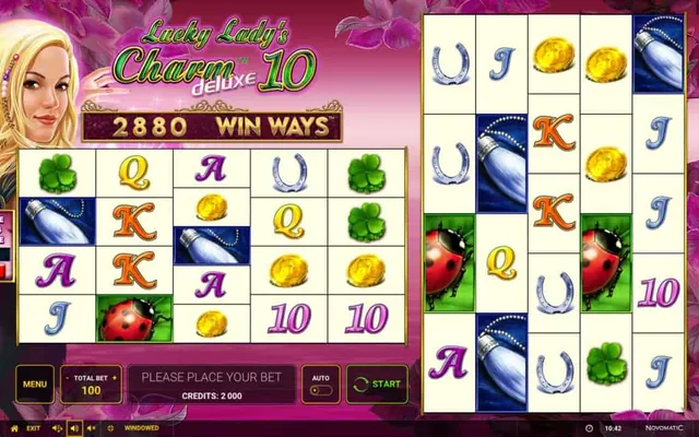 Lucky Lady's Charm deluxe 10: Win Ways Ante Bet slot by Novomatic (Greentube)